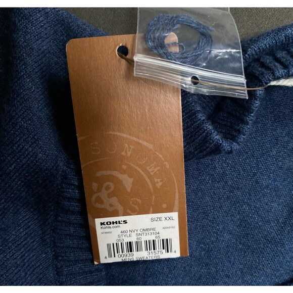 SONOMA Nautical Navy White striped Cotton Lightweight Sweater Size XXL 2XL nwt - Picture 8 of 9